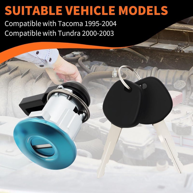 Aspaton Fuel Door Lock Cylinder & Keys Compatible with Tacoma Tundra 1995-2004 69058-35140 69058-26030 69058-34020 Gas Fuel Filler Lid Lock - Image 4